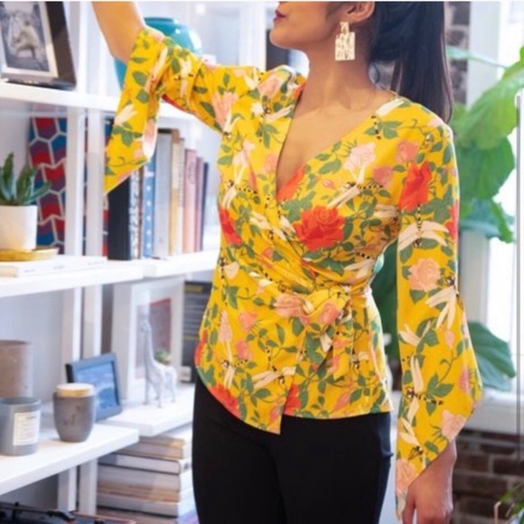 Betabrand Tops - Betabrand Wrap Dragonfly Shirt